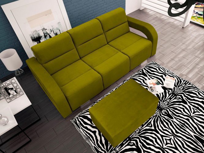 Sofa z pufą w zestawie zielona aranżacja PUFA VITO