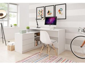 Miniaturka 1 - Funkcjonalne biurko białe aranżacja CALVIN