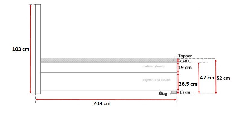 Łóżko W Kwiaty Tapicerowane wymiary HARRIS
