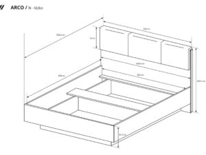 Miniaturka 4 - Łózko z pojemnikiem wymiary CLEOPATRA