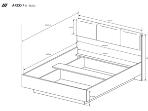 Miniaturka 4 - Łózko z pojemnikiem wymiary CLEOPATRA