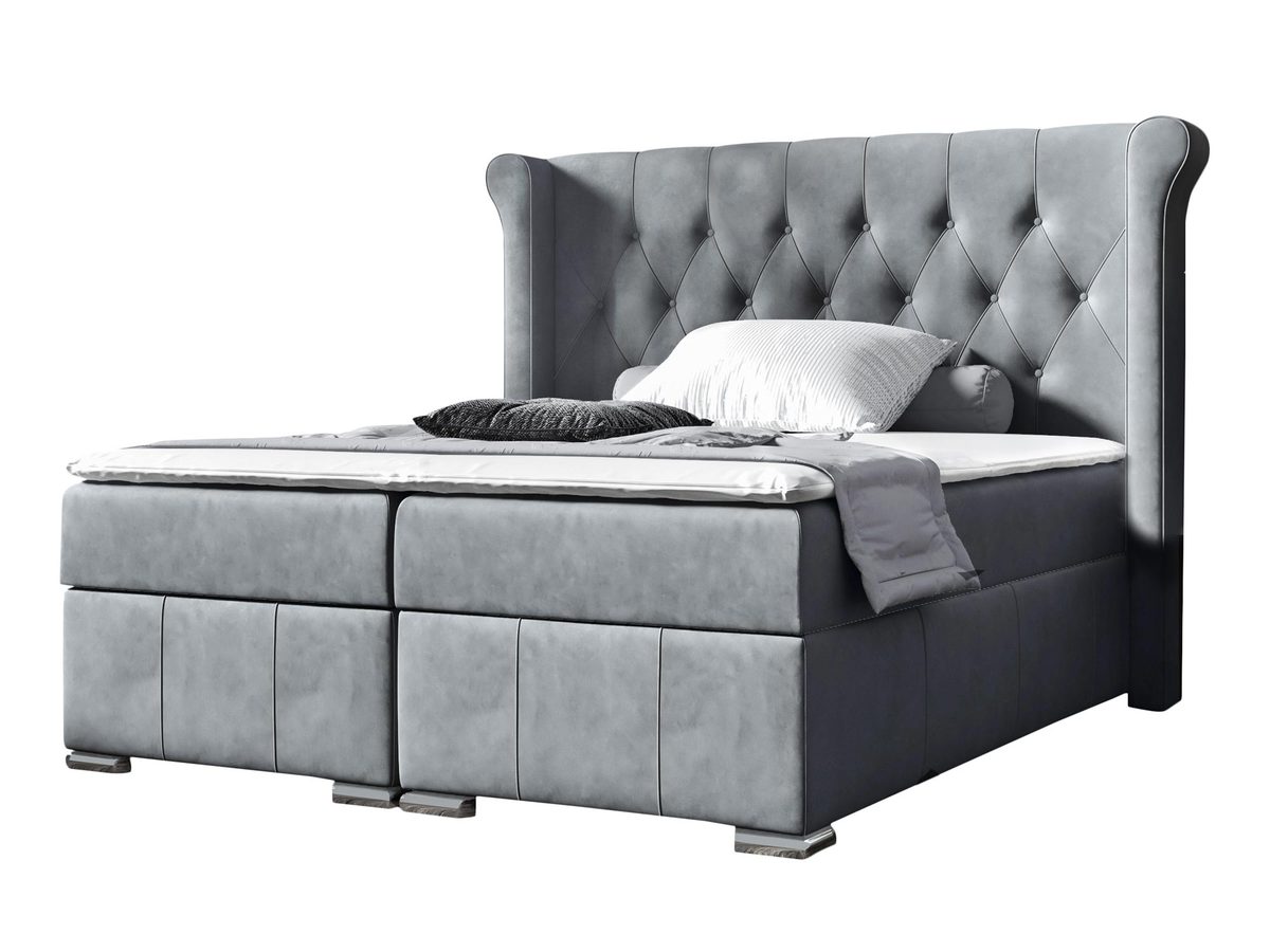 Szare Łóżko W Sypialni FRANK