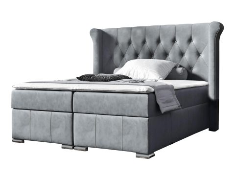 Granatowe Łóżko W Sypialni Massimo białe tło