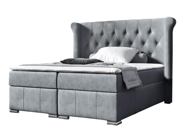 Granatowe Łóżko W Sypialni Massimo białe tło