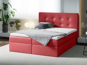 Miniaturka 3 - Czerwone łóżko kontynentalne z pikowanym zagłówkiem w aranżacji