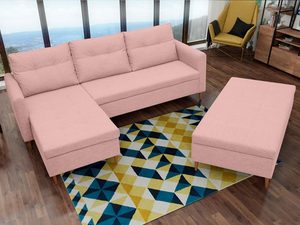 Miniaturka 9 - Narożnik z pufą różowy aranżacja MARGARET + PUFA