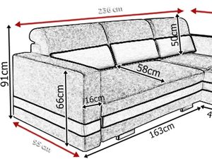 Miniaturka 2 - Pokojowy Narożnik do Spania wymiary MONICA
