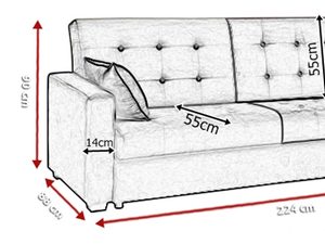 Miniaturka 3 - Wersalka młodzieżowa wymiary ELLA