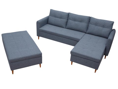 Narożnik z pufą białe tło MARGARET + PUFA