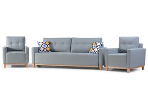 Miniaturka 8 - Szara Sofa do Salonu + fotele ROSARIO