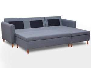 Miniaturka 1 - Narożnik z pufą szary rozłożony MARGARET + PUFA