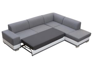 Miniaturka 1 - Szeroki Klasyczny Narożnik popiel-biały rozłożony SARAH