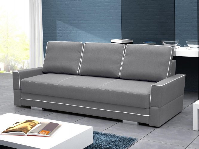 Sofa Rozkładana 2 Osobowa szaro-biała aranżacja DOLORES B