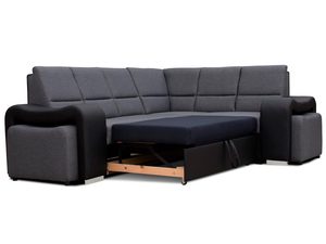 Miniaturka 2 - Narożnik z Pufą szaro-czarny rozłożony STANLEY