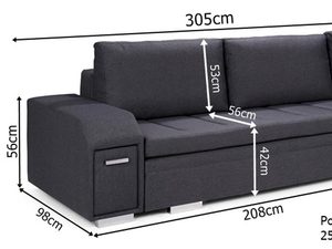 Miniaturka 5 - Narożnik z Pufą i Schowkiem wymiary ANDREW