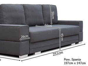 Miniaturka 4 - Sofa Dwuosobowa z Funkcją Spania wymiary ESPERANZA