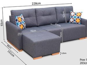 Miniaturka 1 - Mały Narożnik z poduszkami wymiary SOPHIA