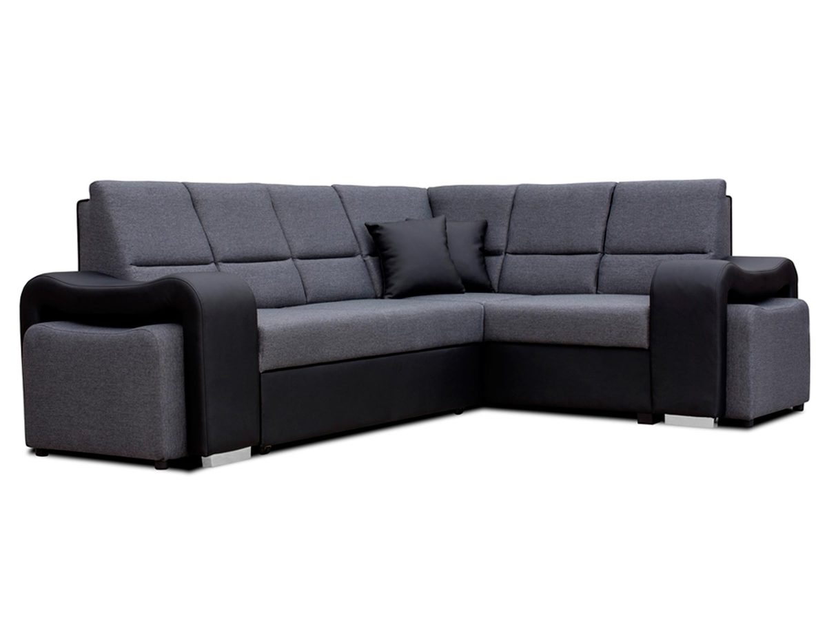 Czarny Narożnik z Pufą STANLEY