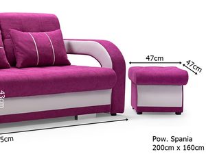 Miniaturka 3 - Rozkładana Kanapa z Pufą wymiary OLYMPEA + PUFA