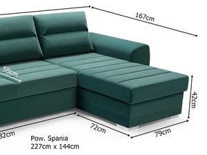 Miniaturka 7 - Narożnik Zielony Nowoczesny wymiary THOMAS