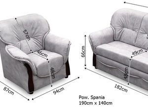 Miniaturka 14 - Wymiary sofy z funkcją spania – szkic techniczny