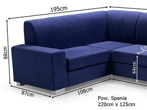 Miniaturka 8 - Narożnik do Salonu z Funkcją Spania wymiary BLAZE + PUFA