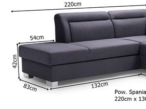 Miniaturka 7 - Narożnik 285x220 cm na nóżkach wymiary BRUNO