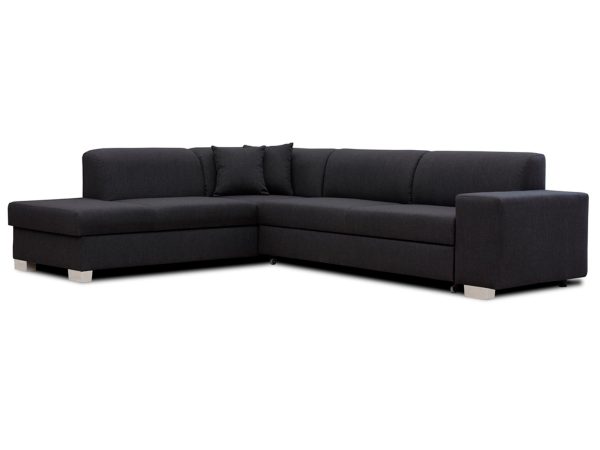 Duży rozkładany narożnik grafitowy białe tło PETER