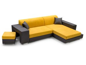 Miniaturka 1 - Nowoczesny Narożnik z Pufą żółty-grafit widok z góry JUSTINE