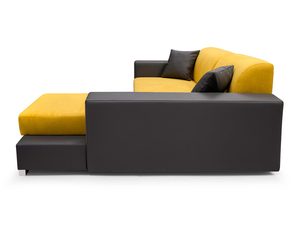 Miniaturka 3 - Nowoczesny Narożnik z Pufą żółty-grafit profil JUSTINE