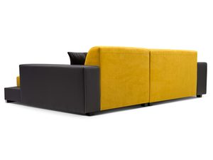 Miniaturka 5 - Nowoczesny Narożnik z Pufą żółty-grafit tył JUSTINE