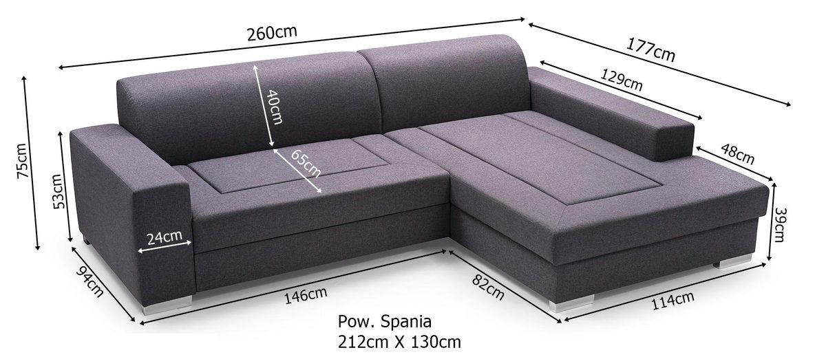 Narożnik Młodzieżowy wymiary OLIVIER Narożnik Młodzieżowy wymiary OLIVIER