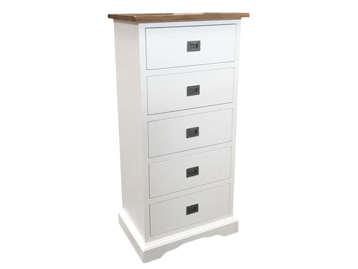 Komoda słupek drewniana biała LOGAN