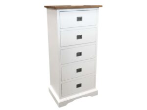 Miniaturka 1 - Komoda słupek drewniana biała LOGAN