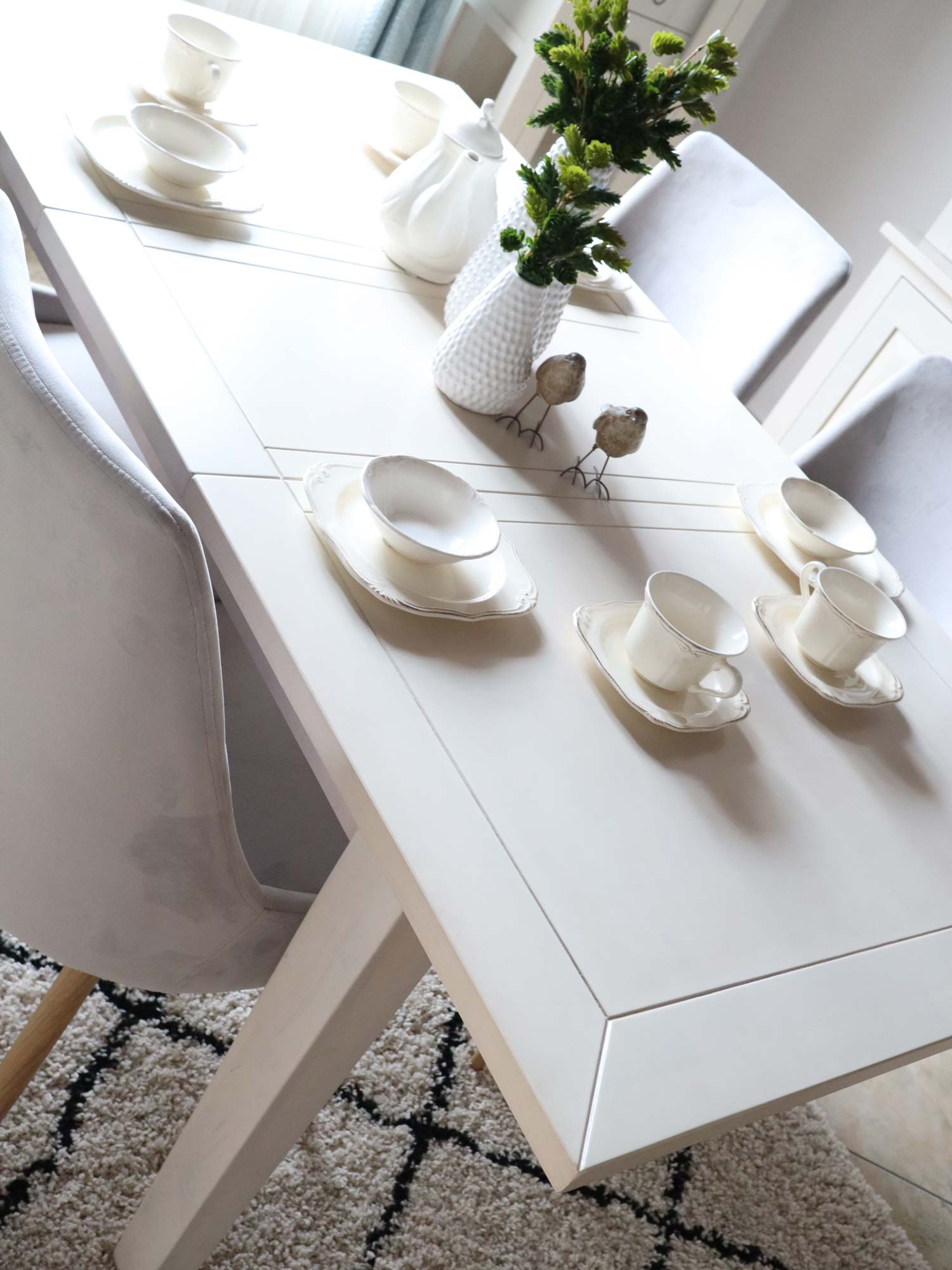 Stół drewniany biały aranżacja FELIX