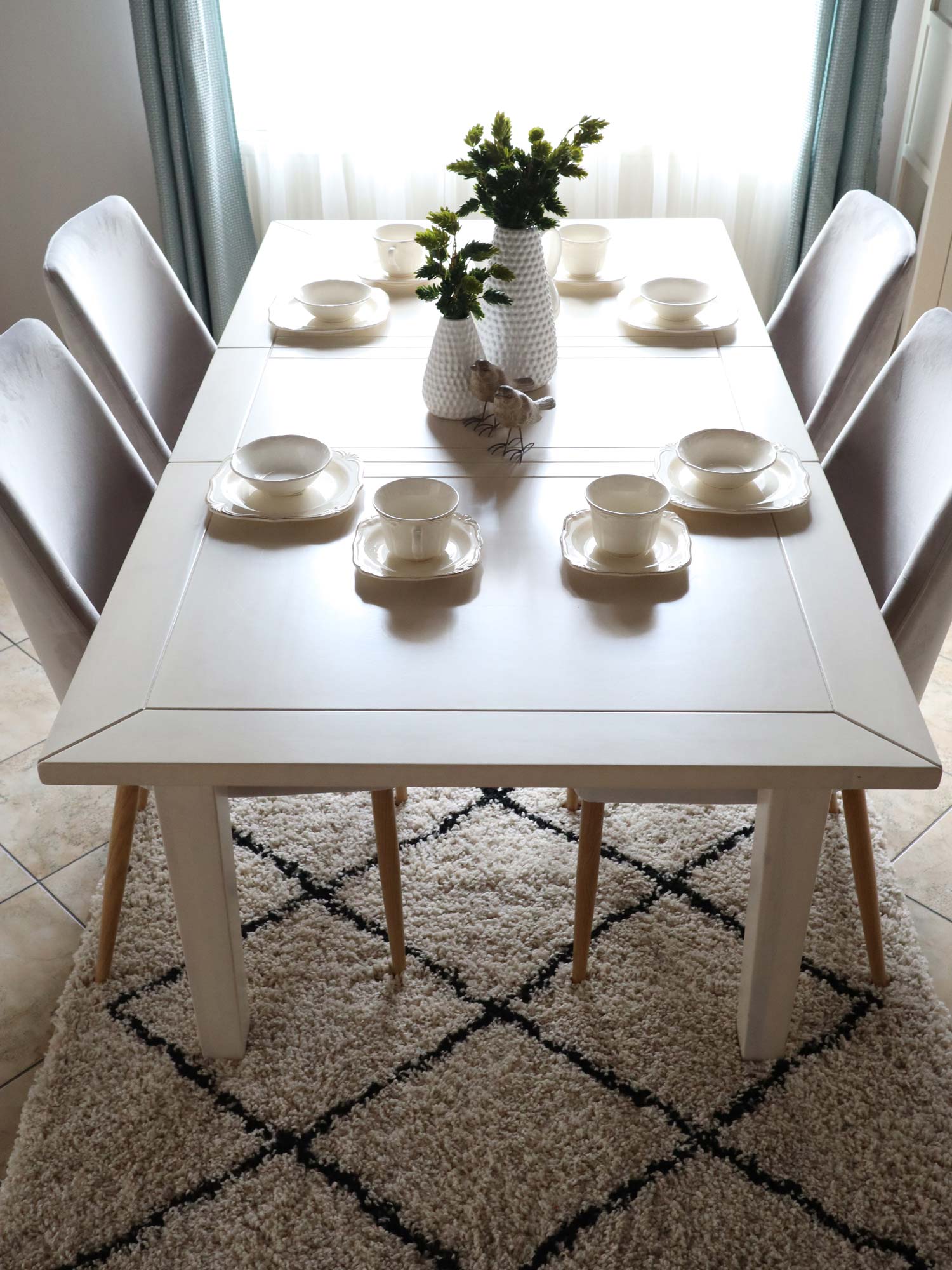 Stół drewniany biały aranżacja FELIX