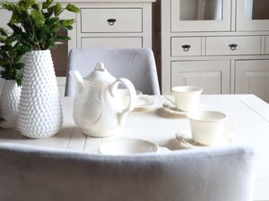 Miniaturka 6 - Wysoka witryna drewniana biała aranżacja FELIX