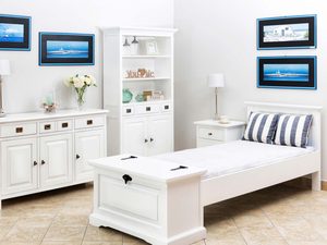 Miniaturka 15 - Zestaw białych drewnianych mebli do sypialni aranżacja MENDOZ