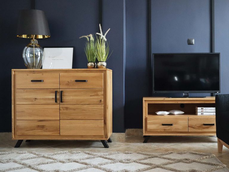 Nowoczesna Komoda Dębowa ALAMOS LOFT aranżacja