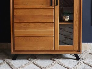 Miniaturka 1 - Komoda z Przeszkleniem Dębowa ALAMOS LOFT ARANZACJA