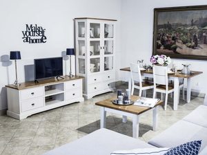 Miniaturka 4 - Komplet mebli białych drewnianych do salonu aranżacja LOGAN