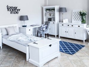 Miniaturka 9 - Komplet białych drewnianych mebli do sypialni aranżacja MENDOZ