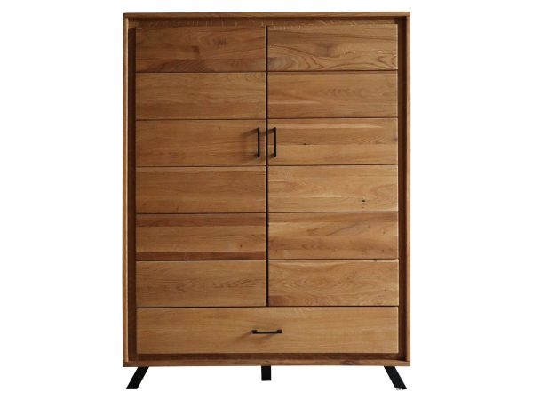 Wysoka Dębowa Komoda na Nóżkach ALAMOS LOFT