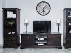 Miniaturka 1 - Zestaw mebli drewnianych ciemnych do salonu aranżacja LOGAN