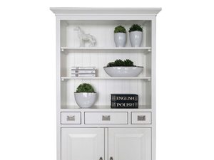 Miniaturka 1 - Drewniany Regał z Szafkami biały MENDOZ białe tło