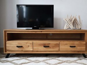 Miniaturka 1 - Szafka RTV Dębowa na Nóżkach aranżacja ALAMOS LOFT