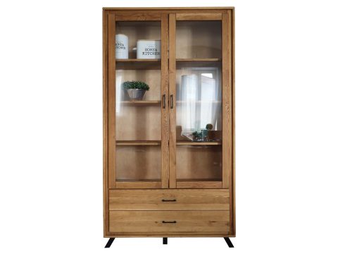 Wysoka Witryna Dębowa na Nóżkach ALAMOS LOFT BIALE TLO