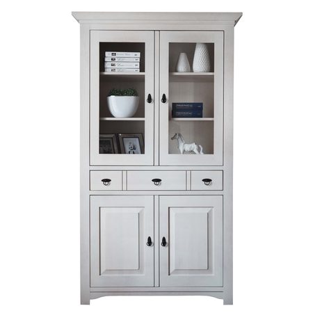 Wysoka Witryna z Drewna Brzozowego białe tło FELIX