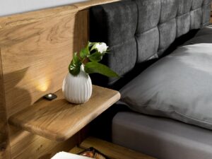 Miniaturka 7 - Drewniane łóżko tapicerowany zagłówek czarny