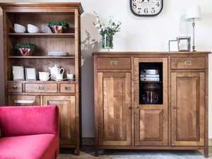 Miniaturka 4 - Wysoka Komoda z Przeszkleniem MENDOZ aranżacja